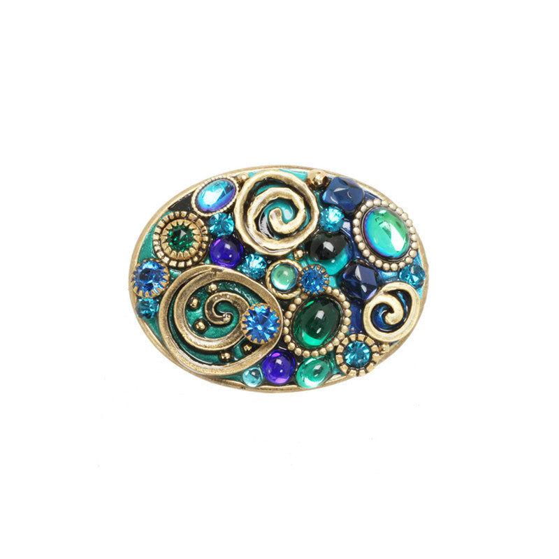 Emerald Oval Pin by Michal Golan