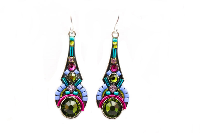 Olivine Art Deco Drop Earrings by Firefly Jewelry