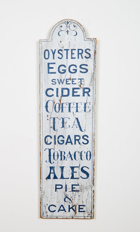 Oysters, Eggs, Sweet Cider, Vertical Americana Art