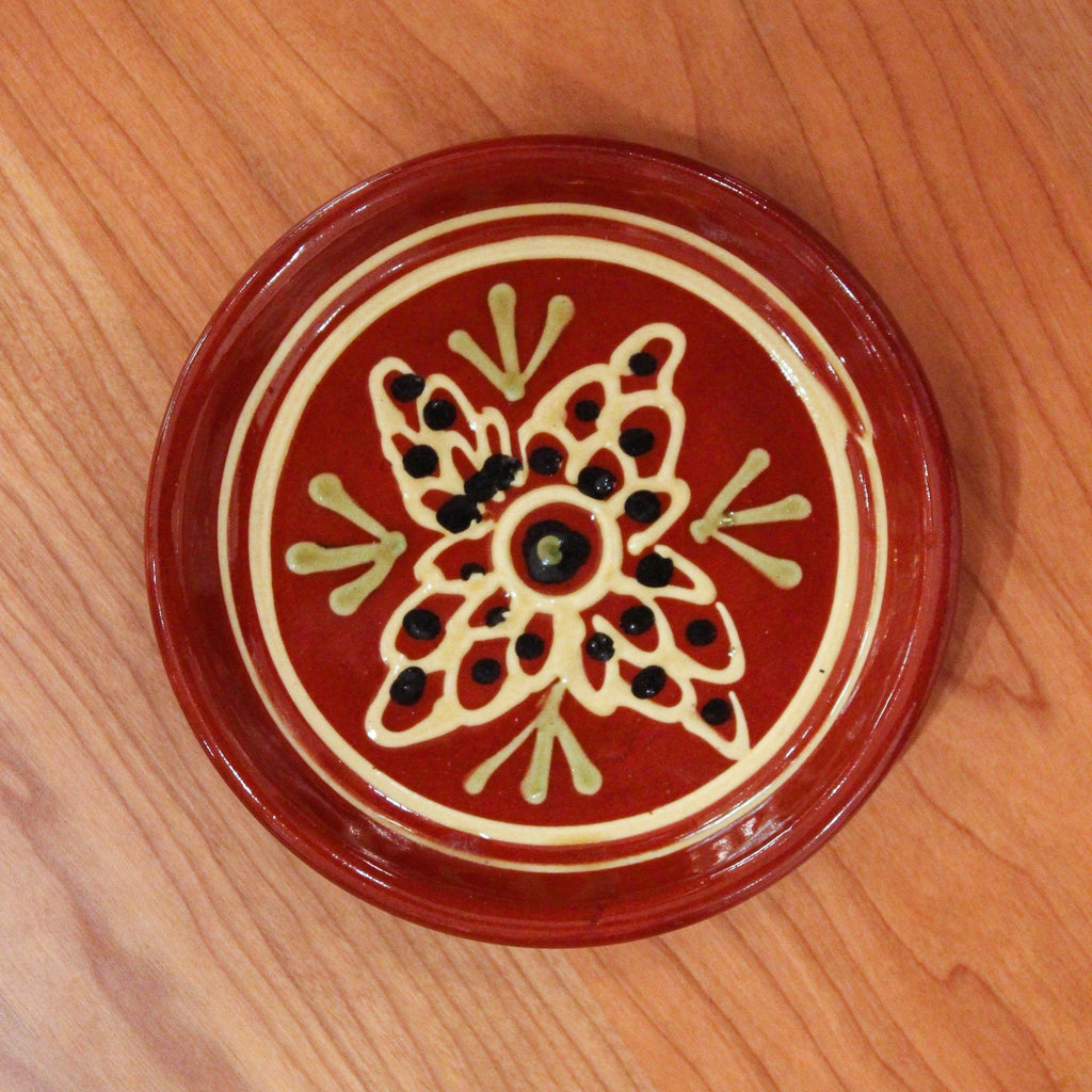 Redware Coaster with Flower