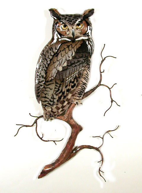 Great Horned Owl on Branch Wall Art by Bovano Cheshire