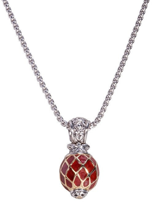 Lattice Collection Carnelian Ball Slider with Chain Necklace by John Medeiros