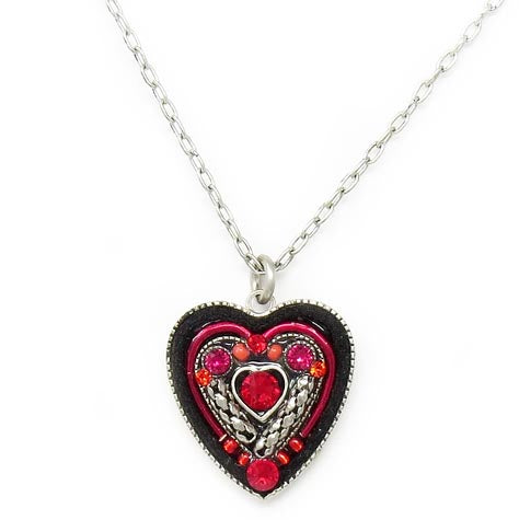 Red Heart within a Heart Pendant Necklace by Firefly Jewelry