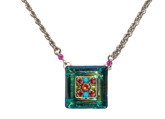 Multi Color La Dolce Vita Mosaic Square Pendant by Firefly Jewelry