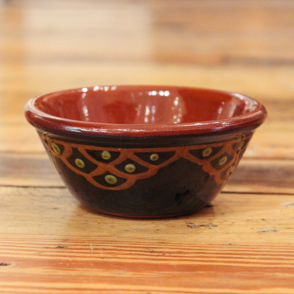 Redware Small Bowl in Black with Fancy Top