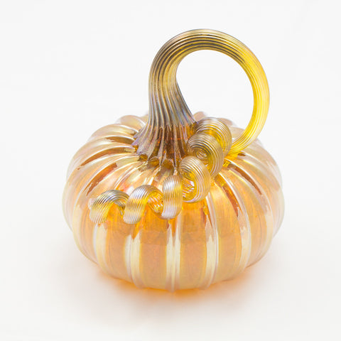 Handblown Glass Pumpkin in Iridescent Gold
