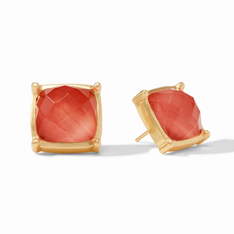Antonia Statement Gold Iridescent Coral Stud Earrings by Julie Vos