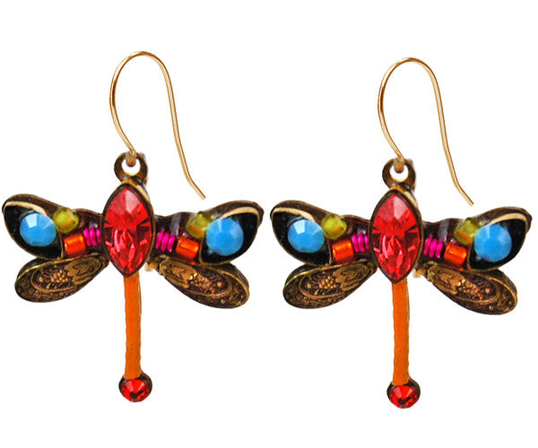 Tangerine Petite Dragonfly Earrings by Firefly Jewelry