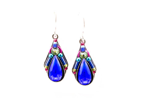 Royal Blue Camelia Simple Drop Earrings by Firefly Jewelry