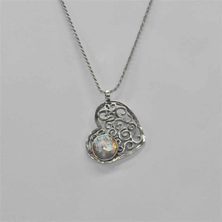 Heart Drop Roman Glass Necklace