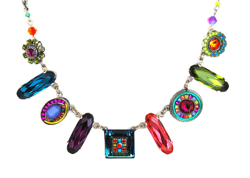 Multi Color La Dolce Vita Oblong Necklace by Firefly Jewelry
