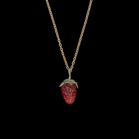 Strawberry 16" Adjustable Dainty Pendant by Michael Michaud