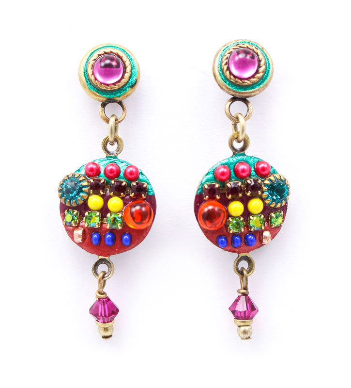 Multi Bright Round Dangle Earrings by Michal Golan