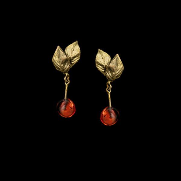 Morello Cherry Single Drop Post Earrings by Michael Michaud