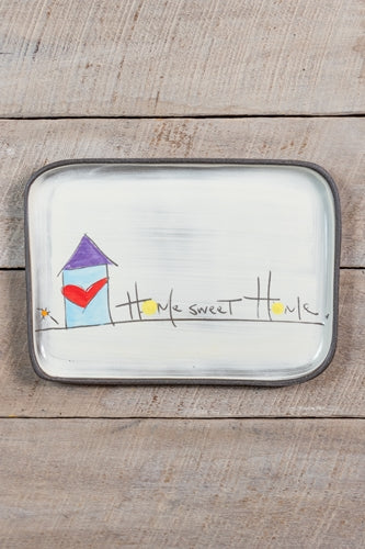 Home Sweet Home Rectangle Plate Hand Painted Ceramic