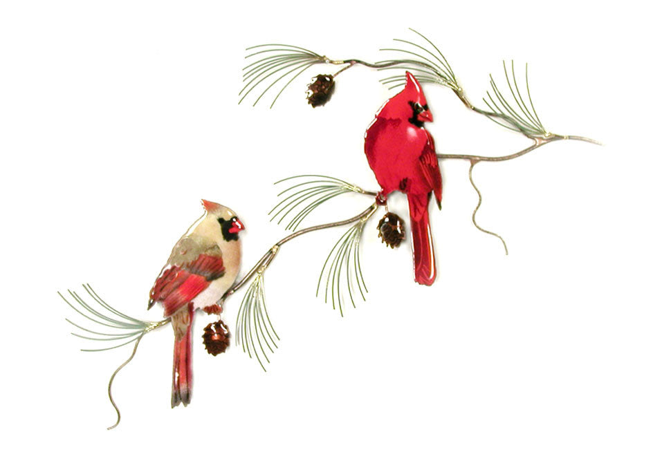 Cardinal Pair on Pine Wall Art by Bovano Cheshire