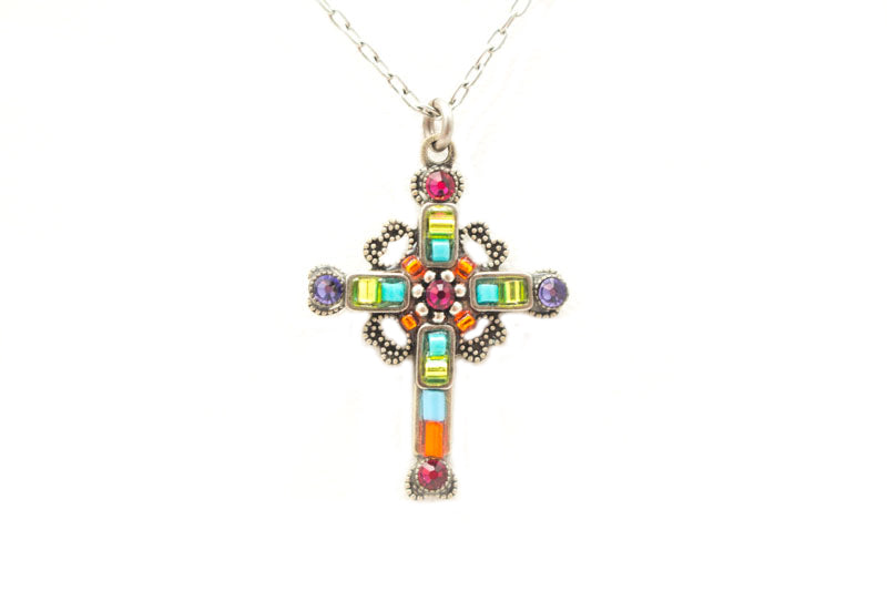 Multi Color Medium Ornate Cross by Firefly Jewelry