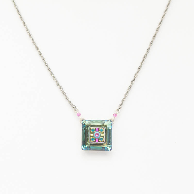 Indicolite La Dolce Vita Mosaic Square Pendant by Firefly Jewelry
