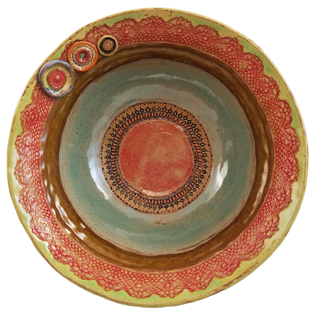 Medium Lace Rim Bowl Ceramic Wall Art by Laurie Pollpeter