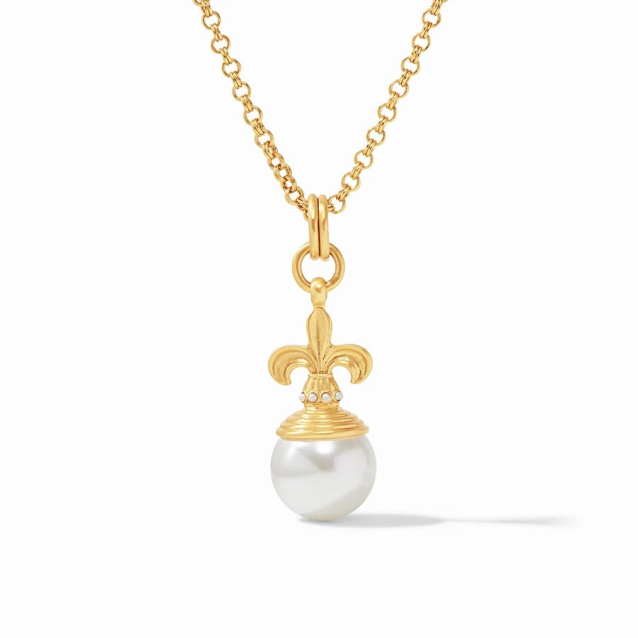 Fleur-de-Lis Pearl Pendant Shell Pearl w/ Fresh Water Pearl accents By Julie Vos