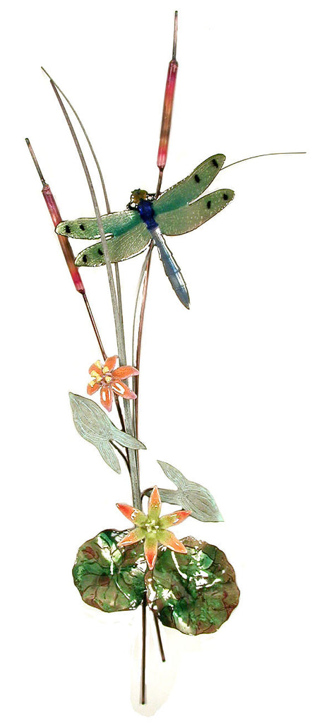 Green Winged Dragonfly with Orange Flowers Wall Art by Bovano Cheshire