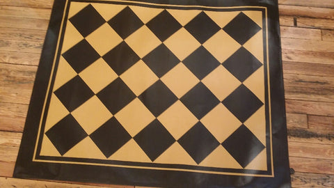 Diamond Floorcloth with Border in Mustard - Size 4 feet x 5 feet