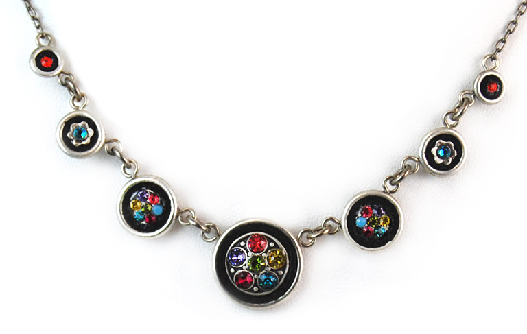 Multi Color Circle Crystal Necklace by Firefly Jewelry