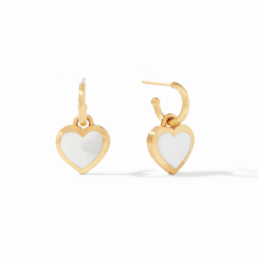 Heart Hoop &amp; Charm Earring Gold Mother of Pearl by Julie Vos
