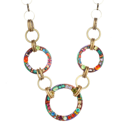 Multi Bright Three Circle Necklace by Michal Golan