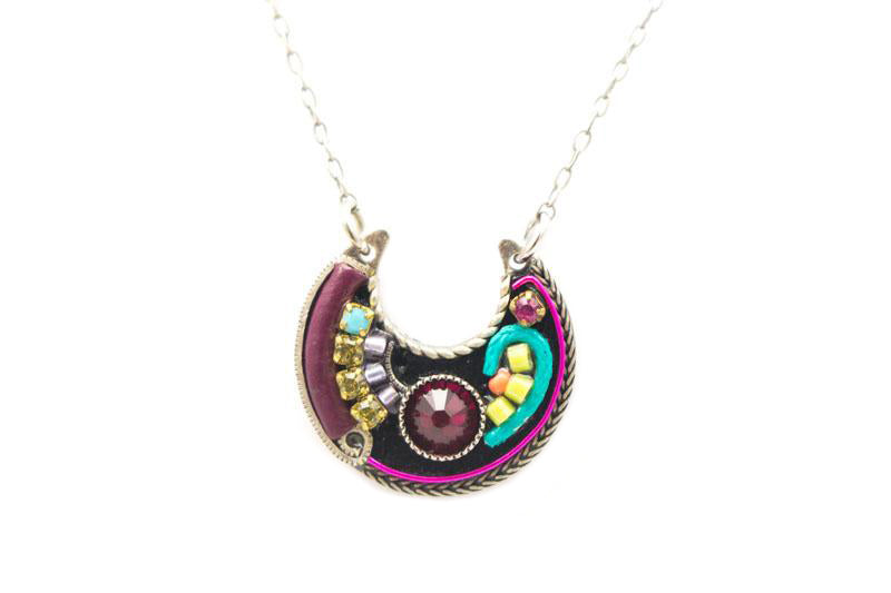 Multi Color Half Moon Necklace by Firefly Jewelry