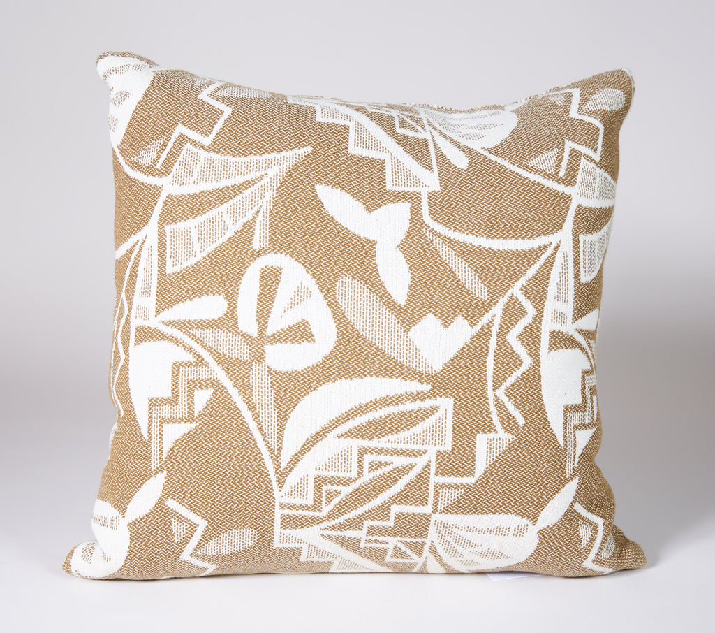 Potery Shard Pillow in Osage and White with Diamond/Chevron Back