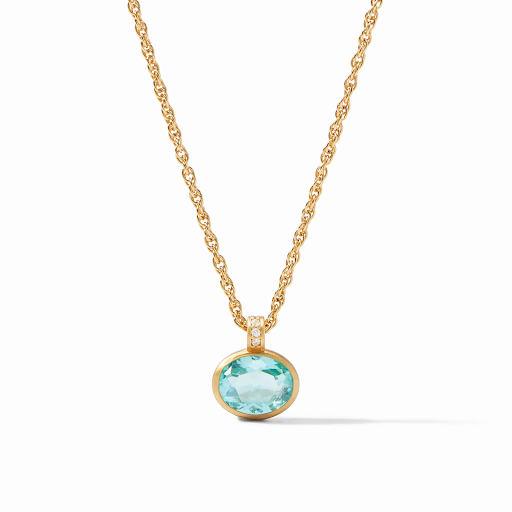 Antonia Solitaire Gold Bahamian Blue Necklace by Julie Vos