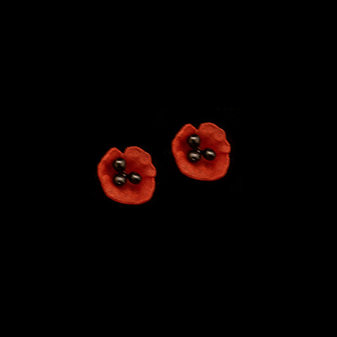 Red Poppy Stud Earrings by Michael Michaud