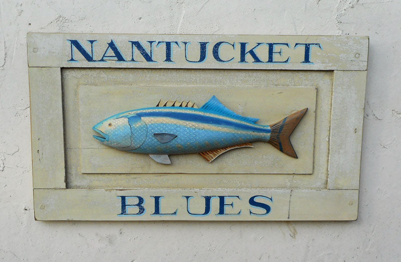 Nantucket Blues with Carved Blue Fish Americana Art