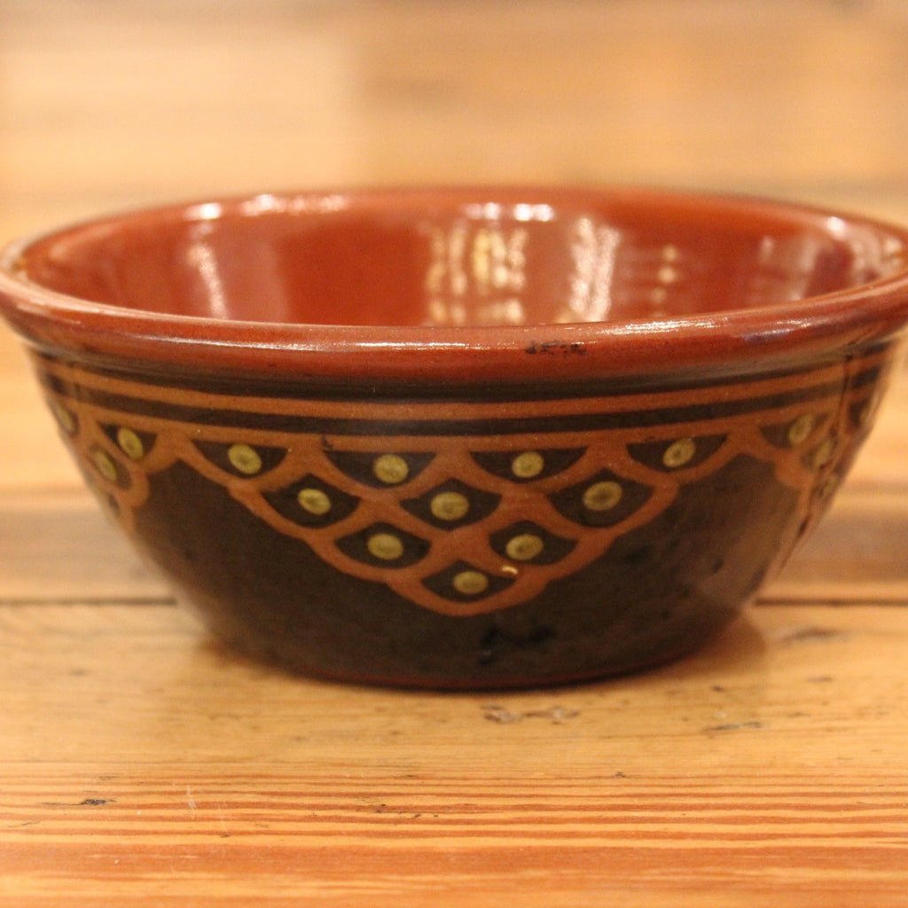 Redware Bowl in Black with Fancy Top