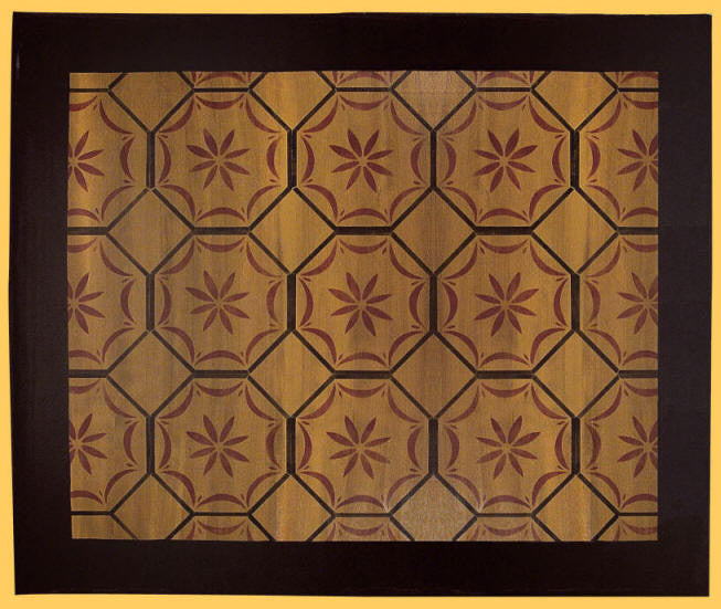 Medfield, MA Floorcloth with Border in Antique - Size 24" x 36"