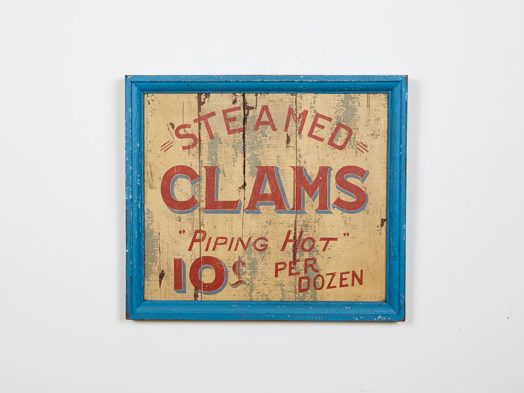 Steamed Clams 10 cent Piping Hot. blue outline Americana Art