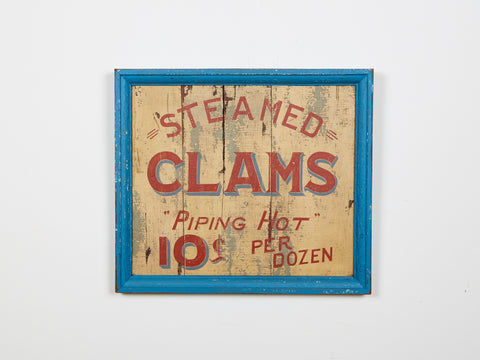 Steamed Clams 10 cent Piping Hot. blue outline Americana Art