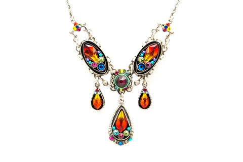Multi Color Emma Elaborate Flame Necklace by Firefly Jewelry
