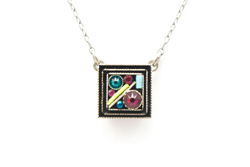 Fuschia Single Square Necklace by Firefly Jewelry