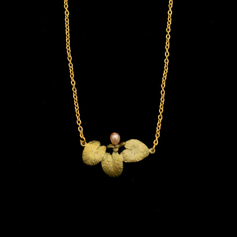 Water Lily 16'' Adj. Dainty Pendant By Michael Michaud