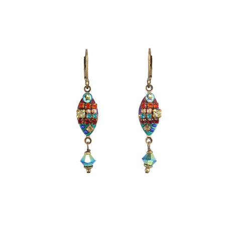 Multi Bright Skinny Oval Dangle Earrings by Michal Golan