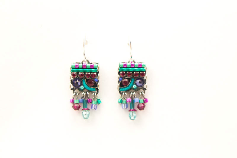 Turquoise Square with Dangles Earrings by Firefly Jewelry
