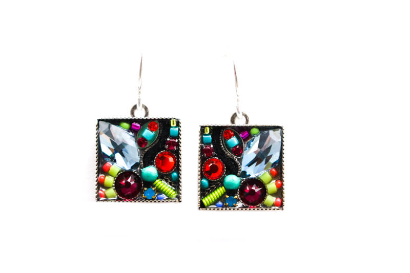 Multi Color Luxe Medley Square Earrings by Firefly Jewelry