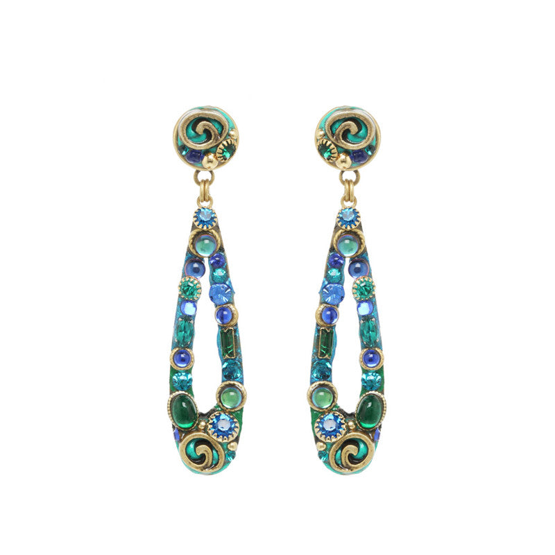 Emerald Long Oval Post Earrings by Michal Golan