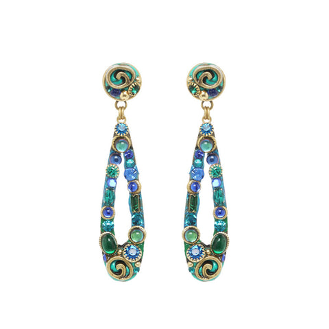Emerald Long Oval Post Earrings by Michal Golan
