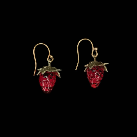 Strawberry Dainty Wire Earrings by Michael Michaud