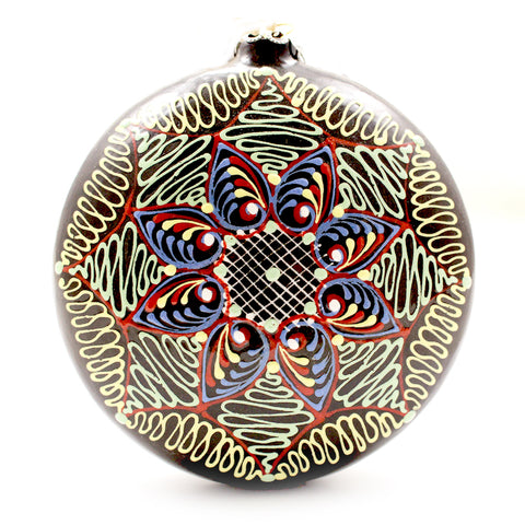 Blue, Red and White Large Round Ceramic Ornament