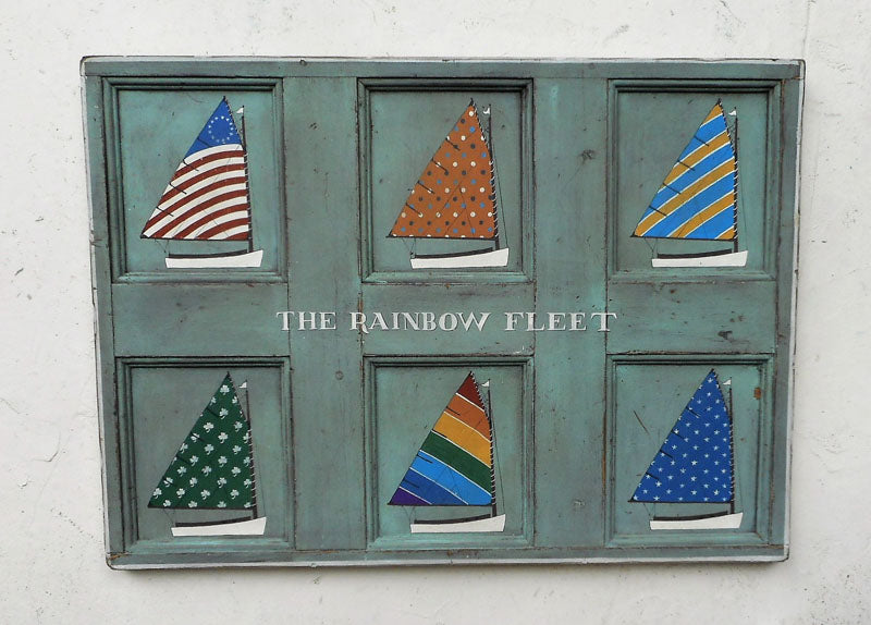 Rainbow Fleet, Antique Door (Green) Americana Art