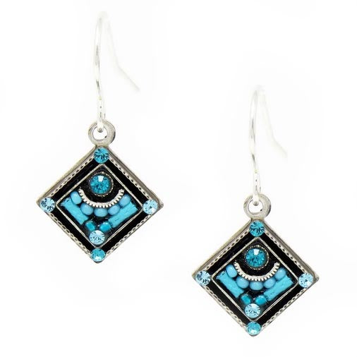 Turquoise Architectural Diamond Earrings by Firefly Jewelry